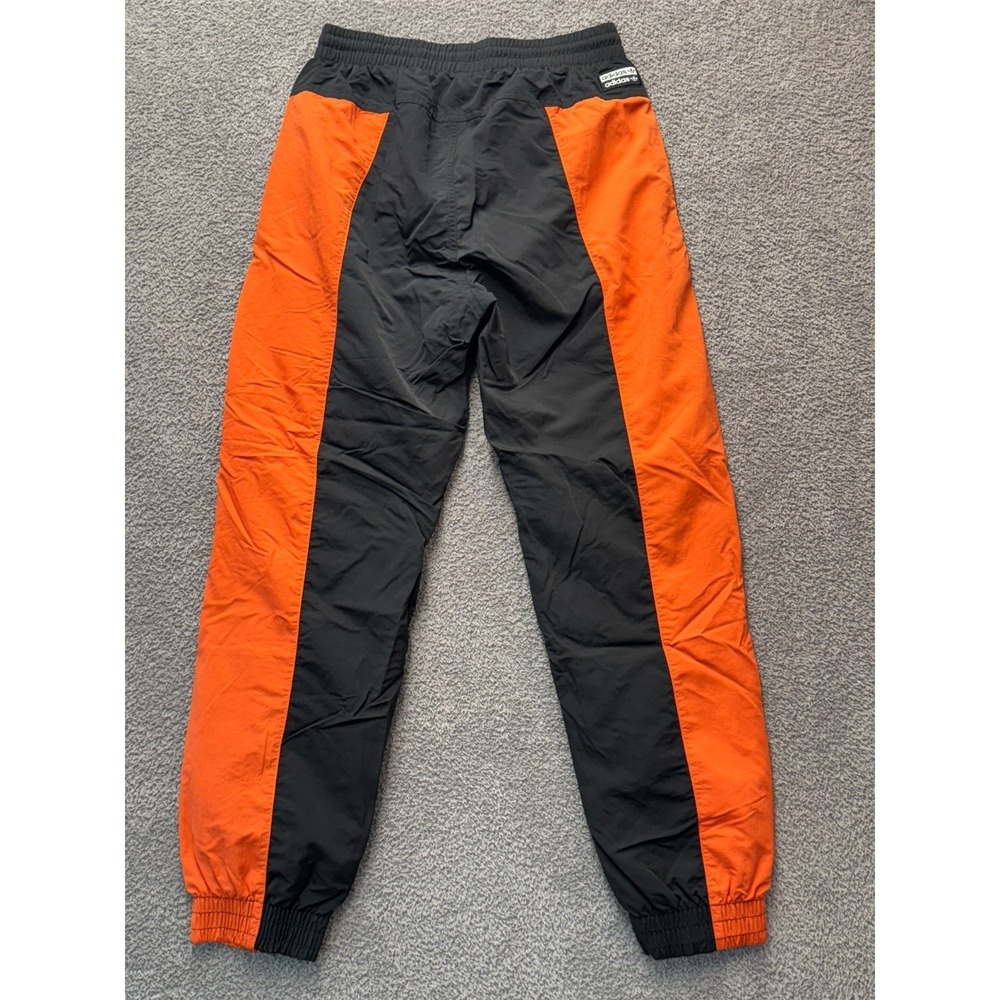 Adidas Originals Track Pants Joggers Men's L Black Orange Logo Tape Slim Fit - Picture 4 of 8